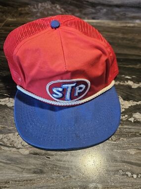 Vintage 80's STP Patch Made in USA Pinwheel Trucker hat
